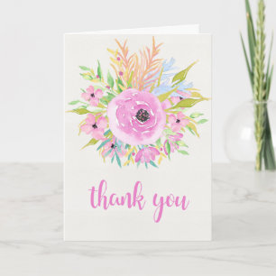 Carte de voeux Merci Watercolor Flowers