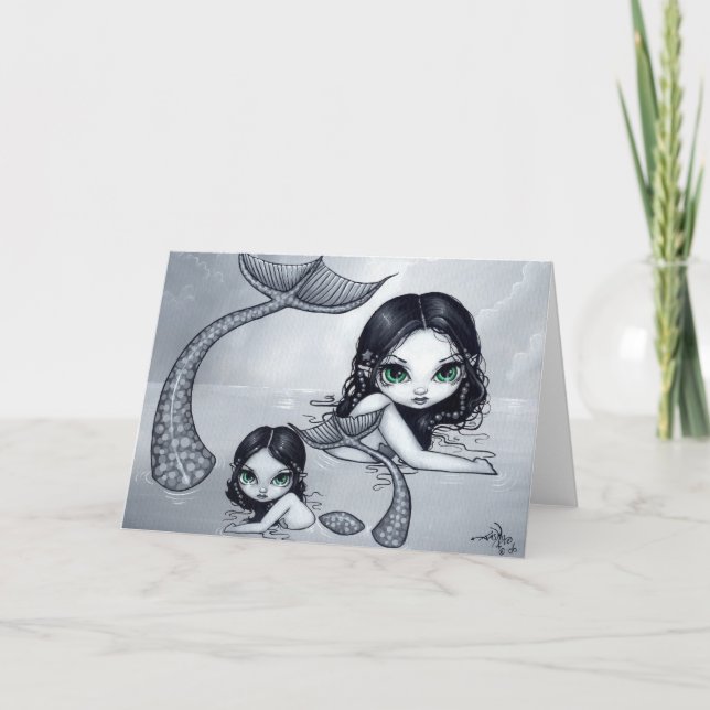 Carte de voeux "Mère et Enfant de Sirène" (Devant)