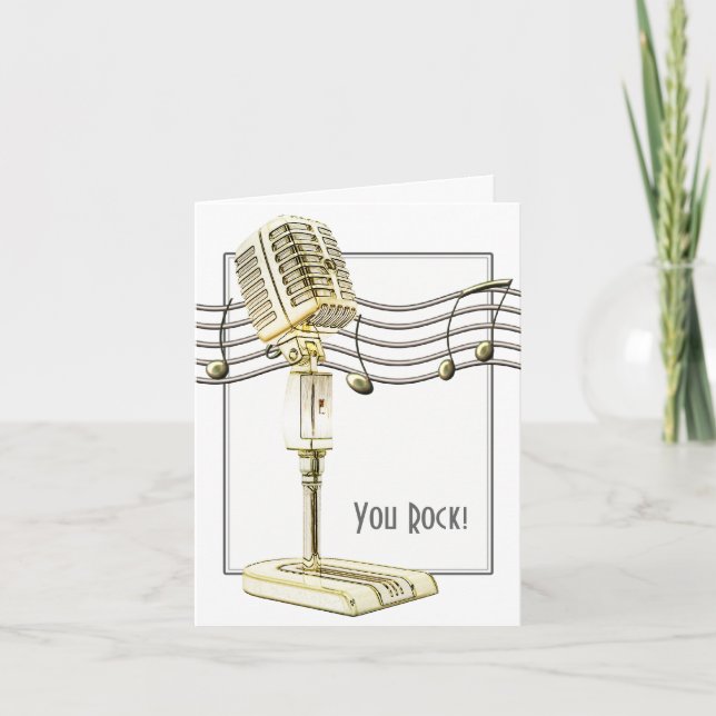 Carte de voeux Microphone vintage (Devant)