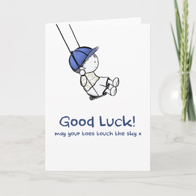 Carte de voeux mignon bonne chance doodle illustra (Devant)