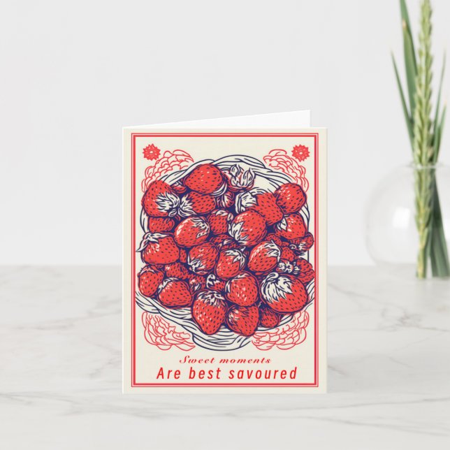 Carte de voeux mignon Moments sucrés fraise (Devant)