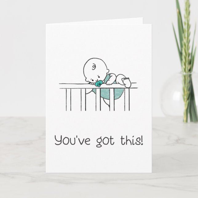 Carte de voeux mignonne bébé bonne chance encourag (Devant)