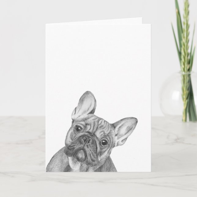 Carte de voeux mignonne de bouledogue français (Devant)