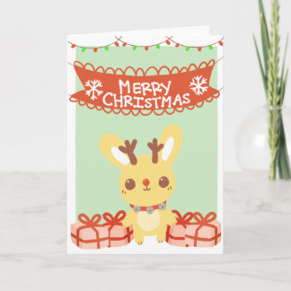 Carte de voeux mignonne de Noël de lapin