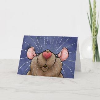 Carte de voeux mignonne de rat de coeur