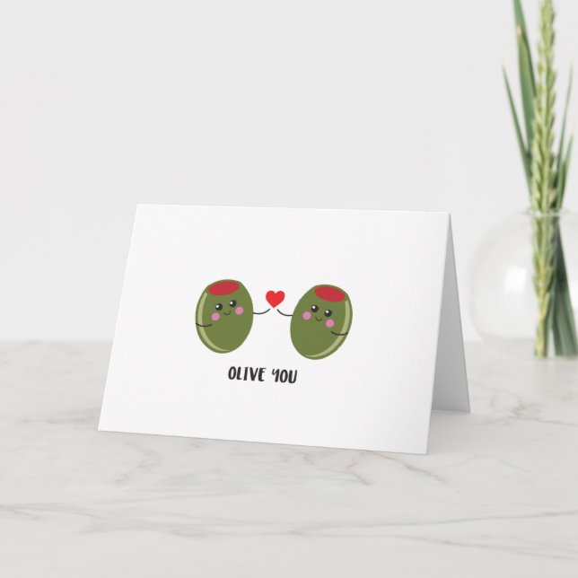 Carte de vœux mignonne 'Olive you' (Devant)