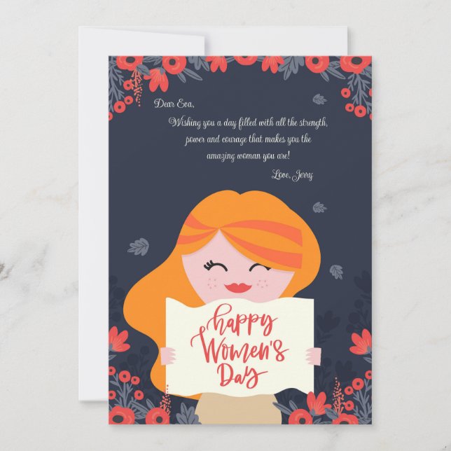 Carte de vœux mignonne pour la Journée des femmes (Devant)