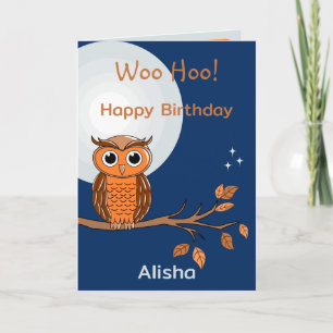Carte de voeux mignonne pour le hibou d'anniversai