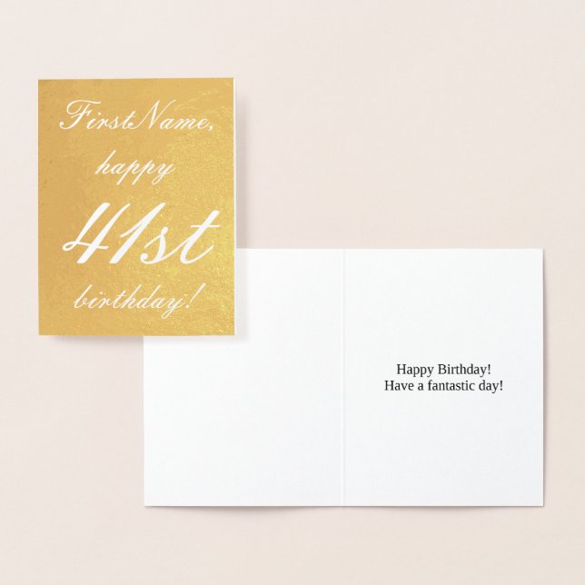 Carte de voeux minimale Gold Foil 41e anniversaire (Affichage)
