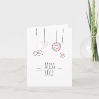Carte de voeux Miss You Cute Rose Doughnut