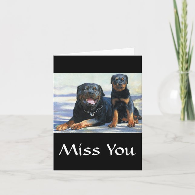 Carte de voeux Miss You Rottweiler Mom & Puppy Dog (Devant)