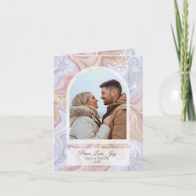 Carte de voeux moderne Boho Arch Blue Holiday (Devant)