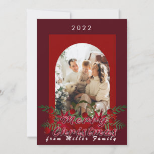Carte de voeux moderne Cherry Red Floral Joyeux No