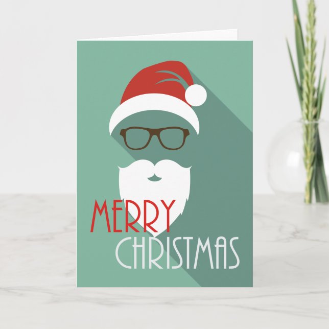Carte de voeux moderne de Joyeux Noël de Père Noël (Devant)