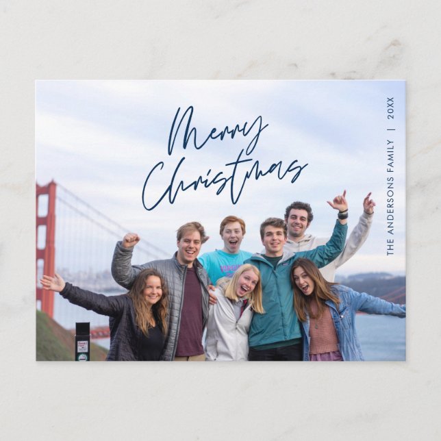 Carte de vœux moderne de Noël avec photo de famill (Devant)