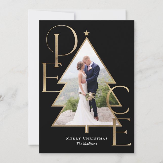 Carte de vœux moderne de vacances d'arbre de paix (Devant)