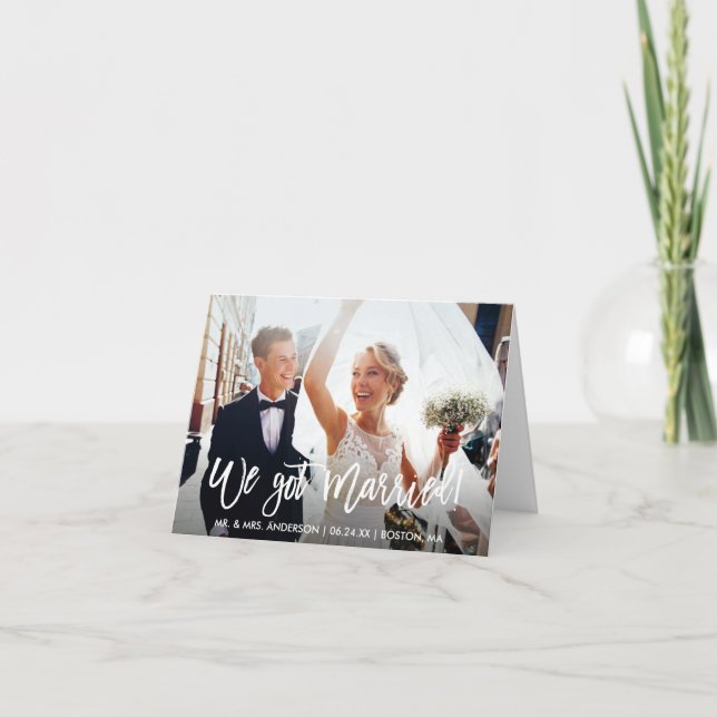 Carte de vœux moderne pinceau Nous sommes mariés (Devant)