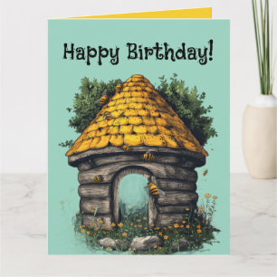 Carte de vœux modifiable Abeilles et une ruche