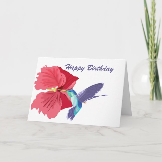 Carte de voeux modifiable de colibri bleu et vert (Devant)