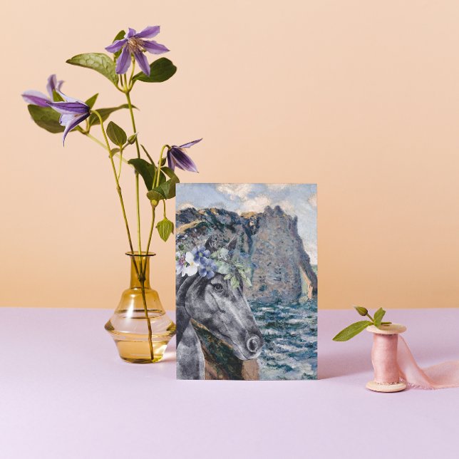 Carte de voeux Monet Cliff of Aval & Black Horse (Créateur téléchargé)