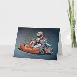 Carte de voeux Moteur Course Go-Kart Driver Grunge