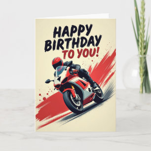 Carte de vœux moto pour anniversaire dynamique