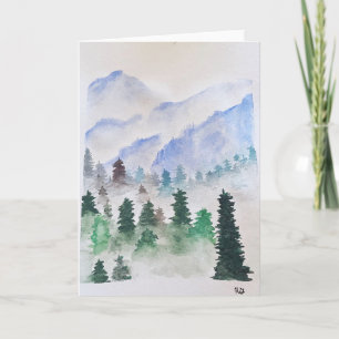 Carte de voeux Mountain Watercolor