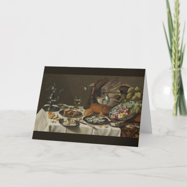 carte de vœux « Nature morte avec tarte à la dinde (Devant)
