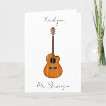 Carte de voeux naturelle pliée de guitare acoustiq