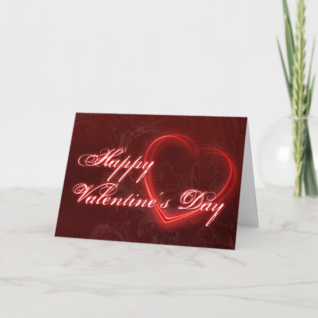 Carte de voeux Neon Hearts Valentine's Day (Devant)