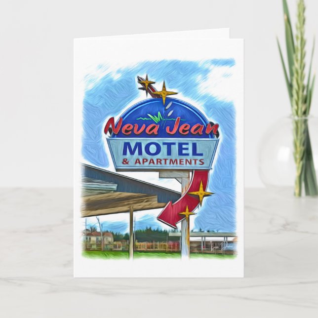 Carte de voeux Neva Jean Motel Retro Neon (Devant)