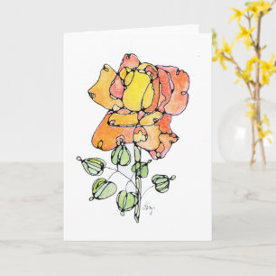 Carte de voeux - NGA Watercolor - Rose orange