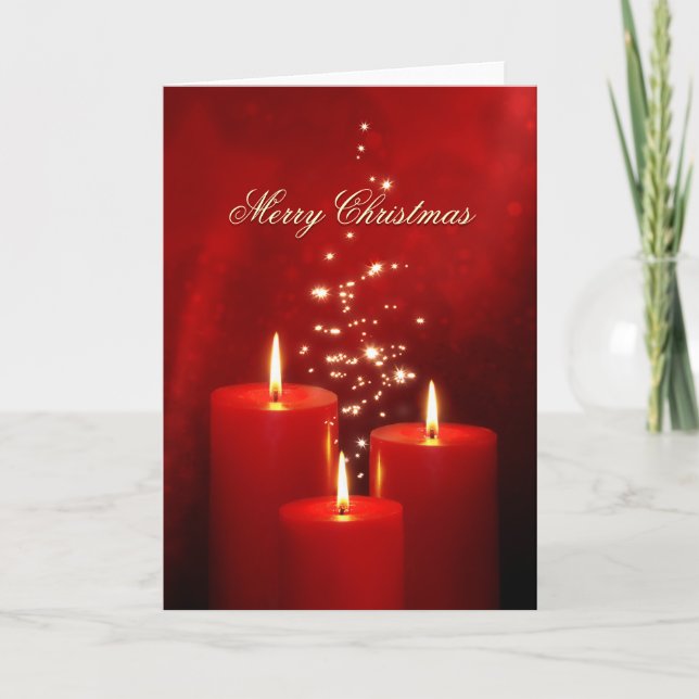 Carte de voeux Noël Bougies rouges (Devant)
