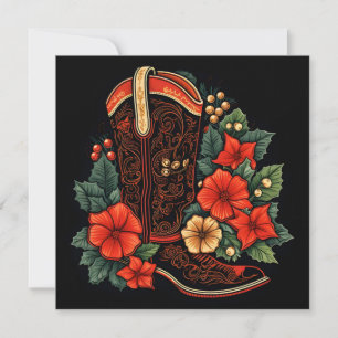 carte de voeux Noël cowboy boot holiday