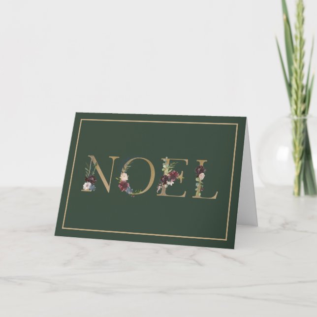 Carte de voeux Noel Floral Text Holiday (Devant)