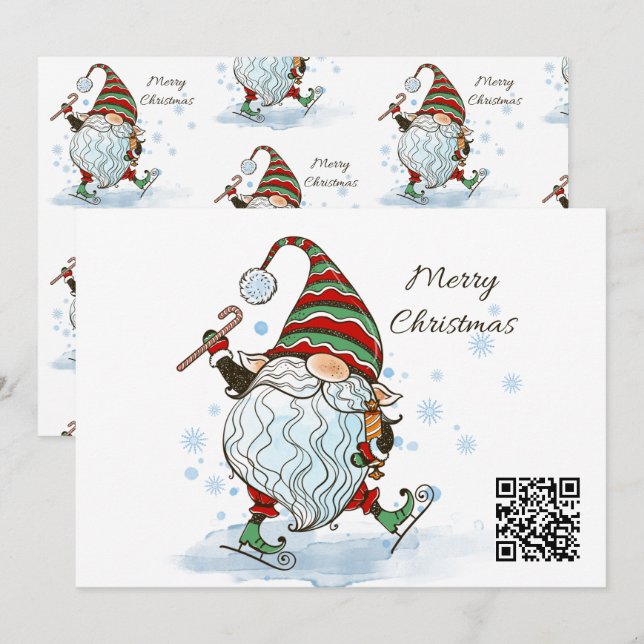 Carte de voeux Noël Gnome (Devant / Derrière)