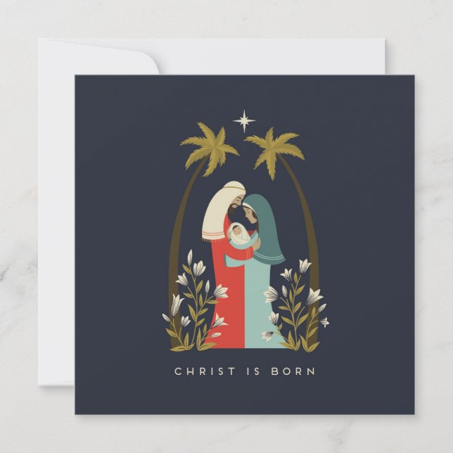 Carte de vœux Noël Jésus est né (Devant)