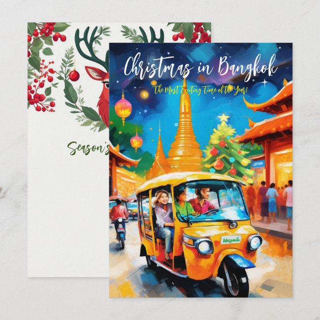 Carte de vœux « Noël loin de chez soi à Bangkok » (Devant / Derrière)