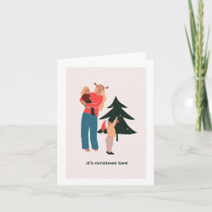 Carte de voeux Noël Maman et Enfants