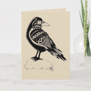Carte de voeux noir et blanc corbeau