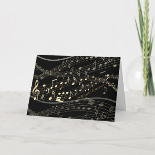 Carte de voeux Noir Gold Musical Noir Blanc