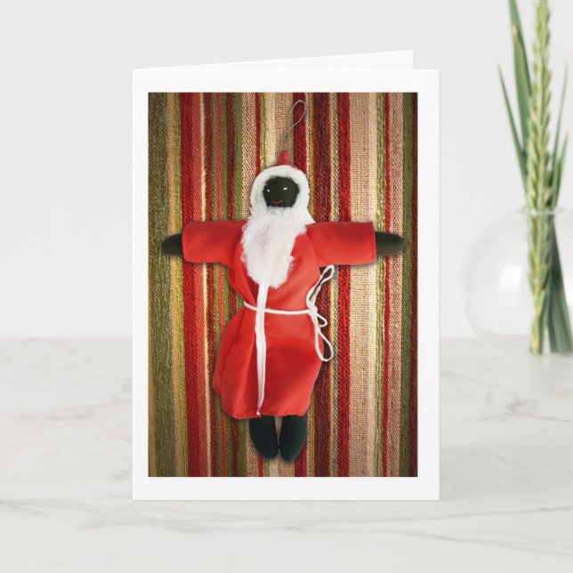 carte de voeux noire de père Noël (Devant)