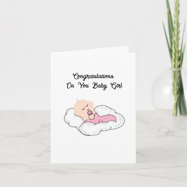 Carte de voeux Nouveau-né bébé fille (Devant)