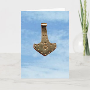 Carte de vœux nuages marteau de Thor en or
