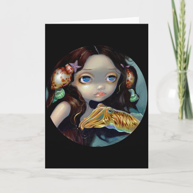 Carte de voeux "Nymphe avec une cuttlefish" (Devant)