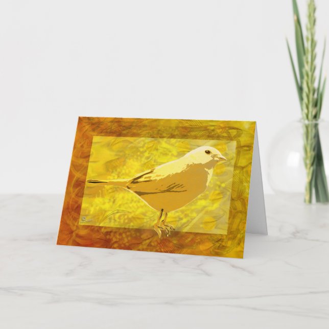 Carte de voeux oiseau canari jaune (Devant)