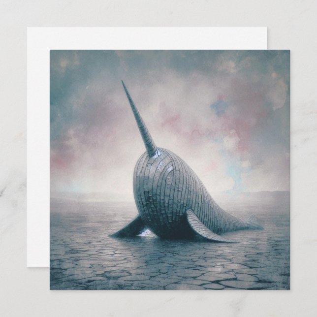 Carte de voeux ondulée Narwhal (Devant / Derrière)
