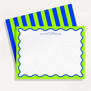 Carte de vœux ondulée néon lime et bleu électrique