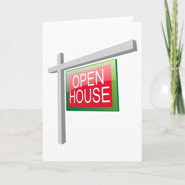 Carte de voeux Open House Real Estate Sign (Créateur téléchargé)