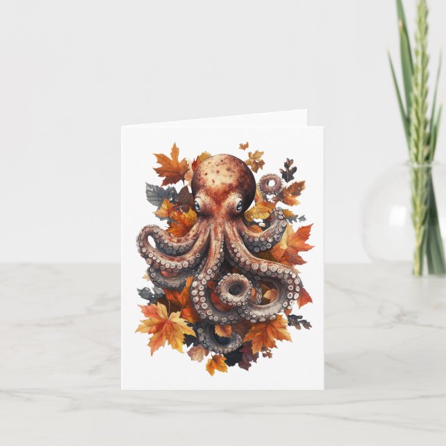 Carte de voeux Orange Automne Octopus (Devant)